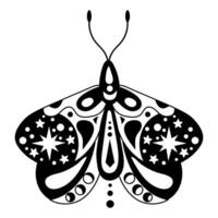 Mystical boho moth with moon phases. Design for poster, card, t shirt print vector