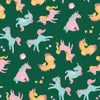 Seamless pattern with cute unicorns. A mythological and magical creature. Design for fabric, textiles, wallpaper, packaging vector