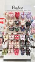 Jakarta, Indonesia on December 21 2023. Fladeo brand sandals on display for sale at a Matahari Department Store. photo