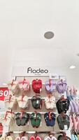 Jakarta, Indonesia on December 21 2023. Fladeo brand sandals on display for sale at a Matahari Department Store. photo