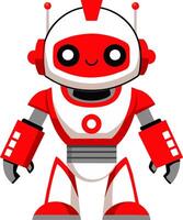 Cartoon Red and White Robot Illustration vector