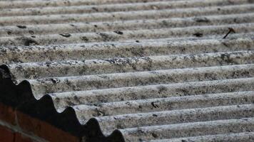 Asbestos roof tiles that have started to become ugly, originally gray in color are starting to show black spots. photo