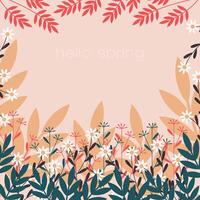 spring background with floral border vector