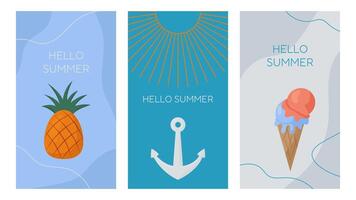 summer postcards set vector