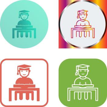 Unique Studying on Desk Icon Design vector