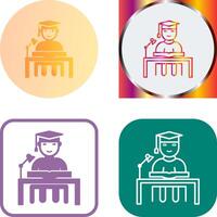 Unique Studying on Desk Icon Design vector