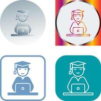 Unique Studying on Laptop Icon Design vector