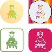 Unique Studying on Desk Icon Design vector