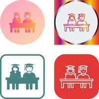Unique Students Sitting Icon Design vector