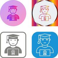 Unique Student Holding Degree Icon Design vector