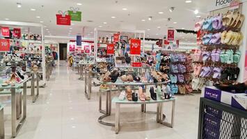 Bekasi, Indonesia on December 20 2023. Various types of shoes and sandals at the Matahari Mall store. photo