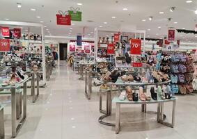 Bekasi, Indonesia on December 20 2023. Various types of shoes and sandals at the Matahari Mall store. photo