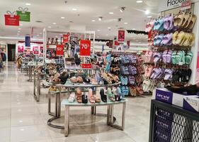 Bekasi, Indonesia on December 20 2023. Various types of shoes and sandals at the Matahari Mall store. photo