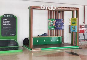 Jakarta, Indonesia on July 7 2022. Photo of the grab point pick up at Halim Perdana Kusuma Airport