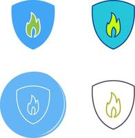 Unique Fire Shield Icon Design vector