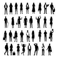 Icons set of people black silhouettes. vector