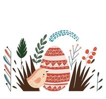 huevos y pollo ilustración. linda mano dibujado ilustración con huevos. Pascua de Resurrección ilustración vector