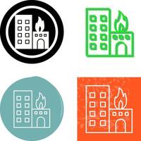 Unique Burning Building Icon Design vector