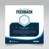 Client feedback review or client testimonial design for social media post. customer service feedback template. client testimonial comment or quote square design vector