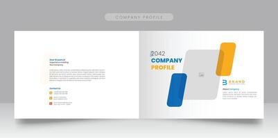 Creative corporate modern bi fold landscape company profile and brochure template annual report or book cover design. vector