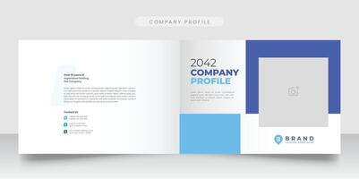 Creative corporate modern bi fold landscape company profile and brochure template annual report or book cover design. vector