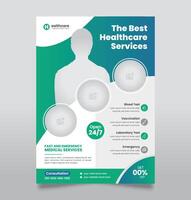 Medical Healthcare Business poster pamphlet flyer design template in A4 size. Medical flyer design for healthcare advertisement. vector