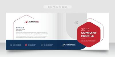 Creative corporate modern bi fold landscape company profile and brochure template annual report or book cover design. vector