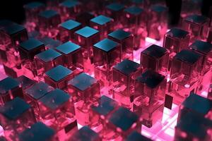 Cubes Background, Glass Cube Pattern, Geometric 3d Crystals, Abstract photo