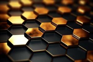 abstract gold background with hexagons photo