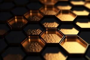 abstract gold background with hexagons photo