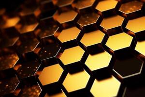 abstract gold background with hexagons photo