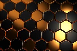 abstract gold background with hexagons photo