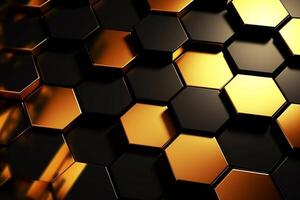 abstract gold background with hexagons photo