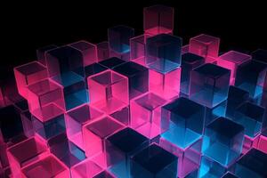 Cubes Background, Glass Cube Pattern, Geometric 3d Crystals, Abstract photo