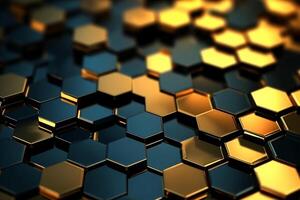 abstract gold background with hexagons photo