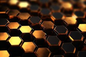 abstract gold background with hexagons photo