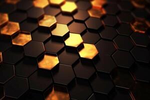 abstract gold background with hexagons photo