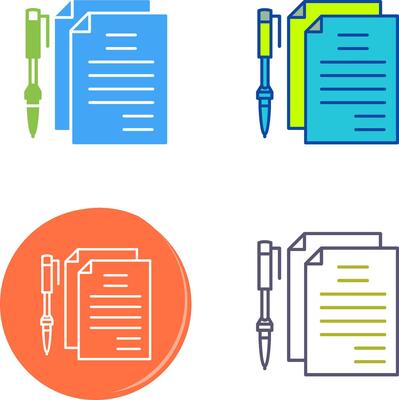 Unique Documents and Pen Icon Design