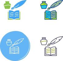 Unique Quill and Book Icon Design vector