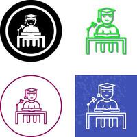 Unique Studying on Desk Icon Design vector