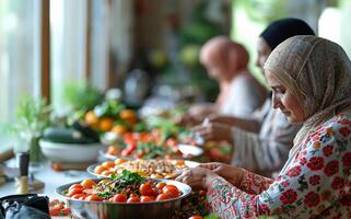 hogar eid al-fitr preparativos por mujer foto