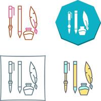 Unique Writing Equipment Icon Design vector