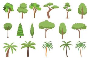 Collection of Green Trees Isolated on White Background vector