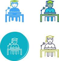 Unique Studying on Desk Icon Design vector