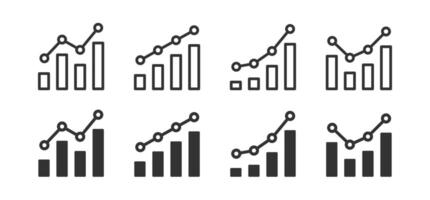 grafico crecimiento icono. flecha gráfico crecer arriba. gráfico aumentar. estadística lucro progreso. vector