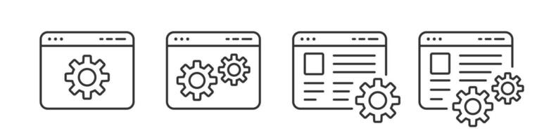 Gear website icon. Setting computer web site. Cogwheel app. Software development. vector