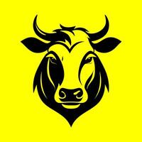 Bull head on a yellow background. cow face illustration for your design. vector