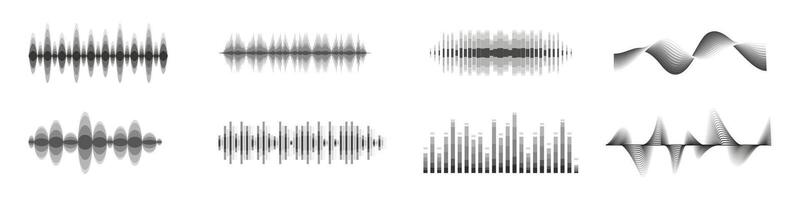 Sound wave set. Abstract audio waves collection. vector