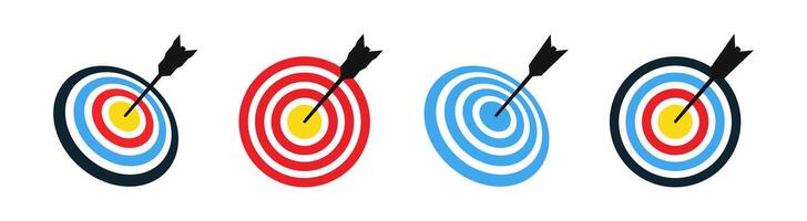 Target with arrow in center. Targeting succes concept. Accuracy shooting. vector