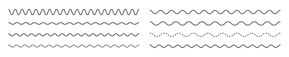 Wave lines set. Wavy line collection. vector